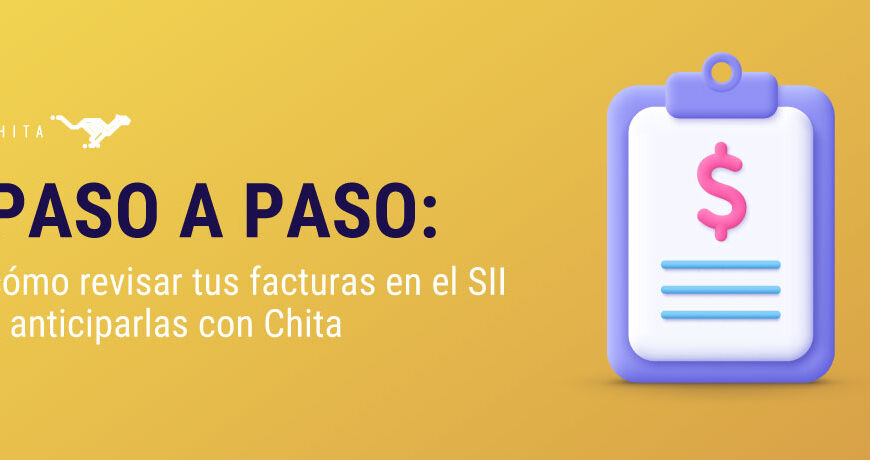 Ilustración de factura digital con ícono de dinero, representando cómo revisar y anticipar facturas en el SII con Chita.