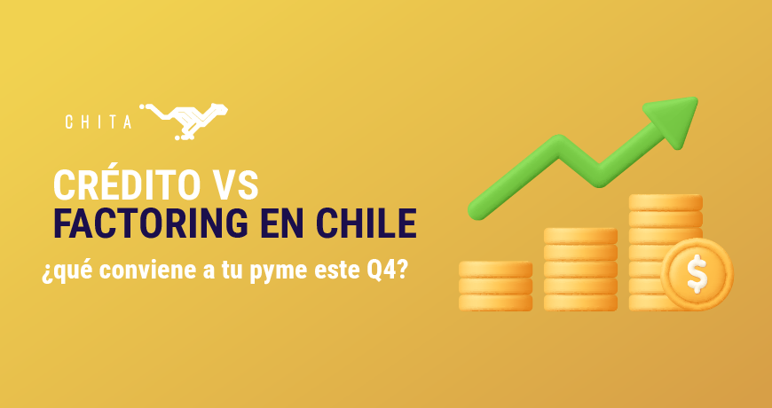Gráfico con monedas en aumento y flecha verde simbolizando crecimiento financiero en pymes chilenas