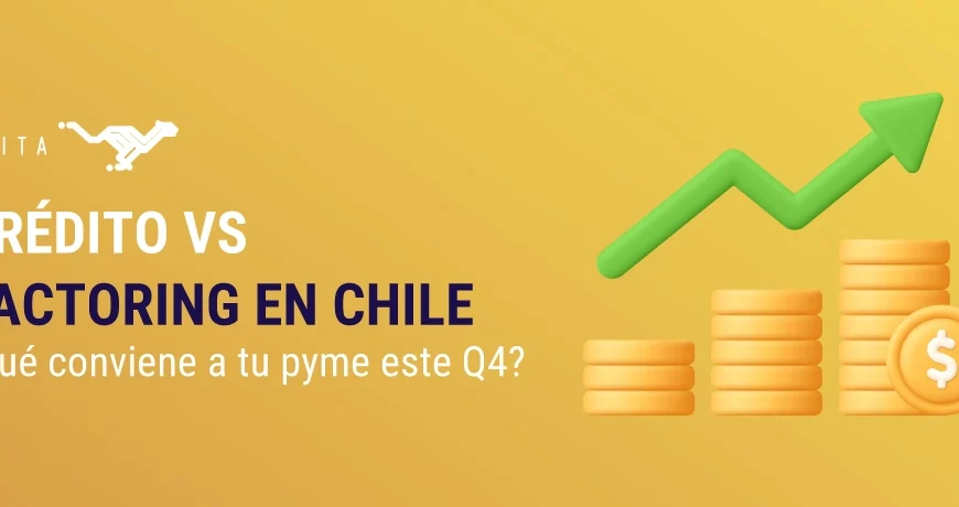 Gráfico con monedas en aumento y flecha verde simbolizando crecimiento financiero en pymes chilenas